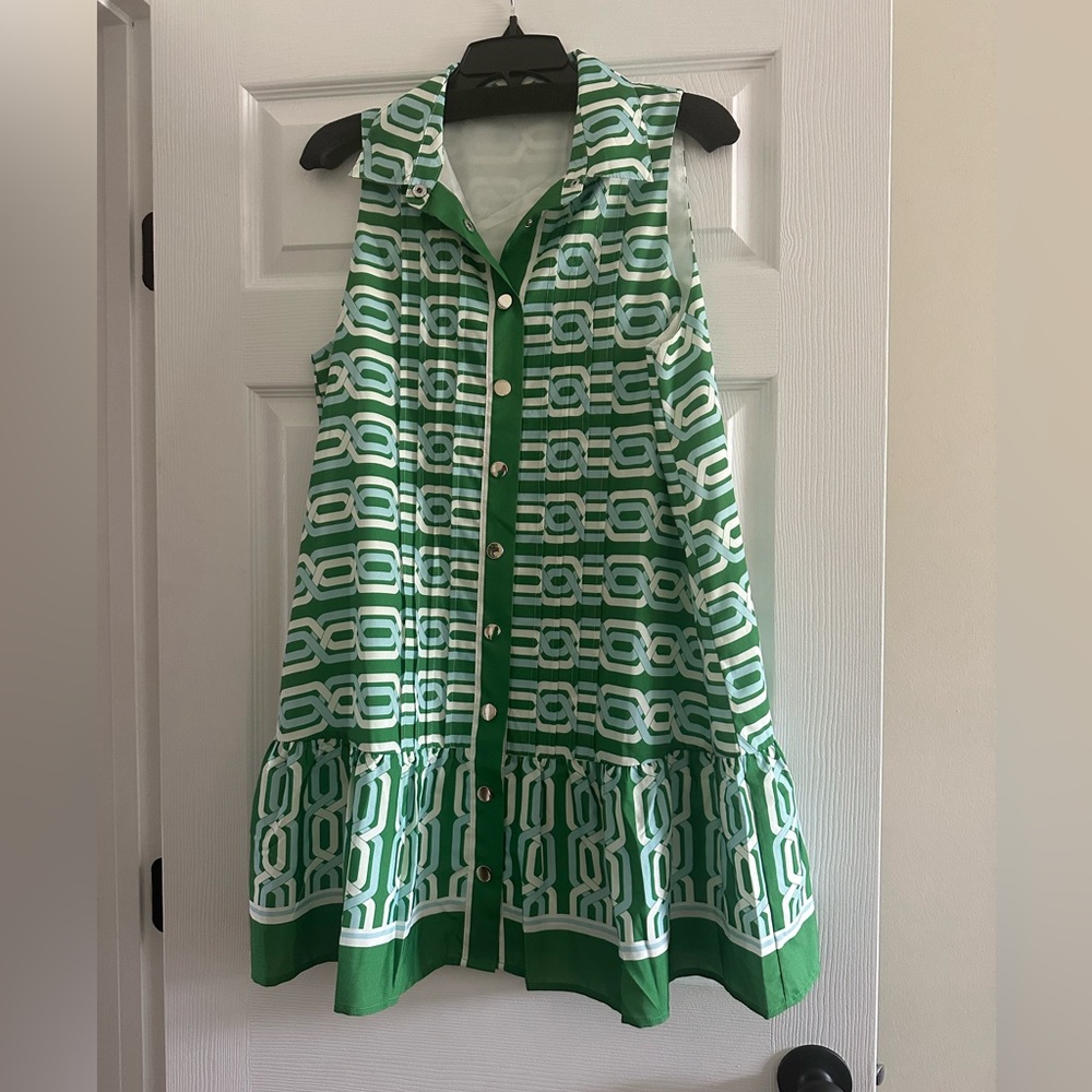 THML Green Geometric Button-Up Blouse - Picture 5 of 5